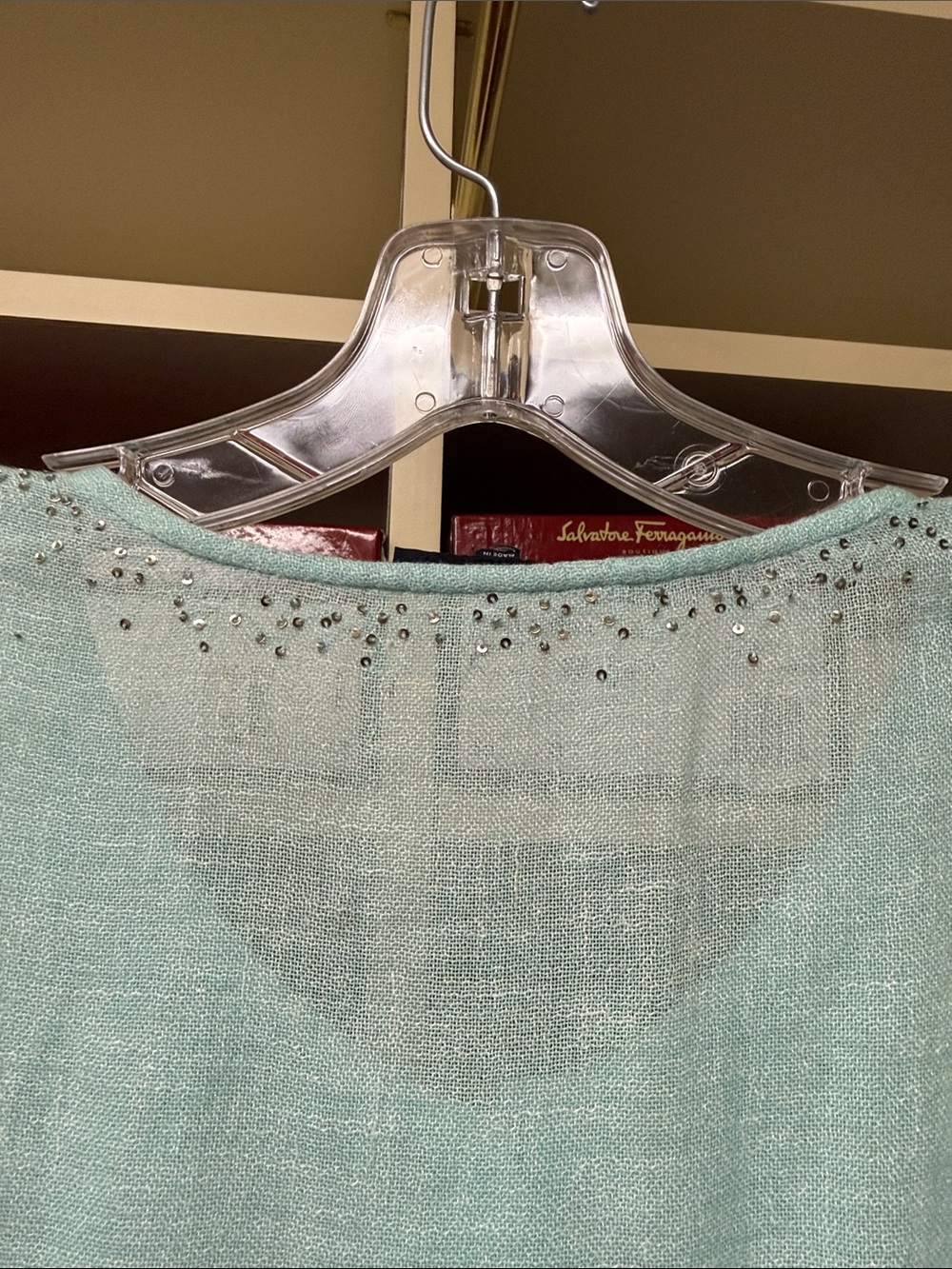 Eileen Fisher Pale Aqua Lightweight Linen Top - Picture 5 of 6